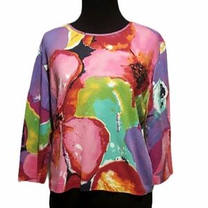 Chico's Flower Shirt Top Medium